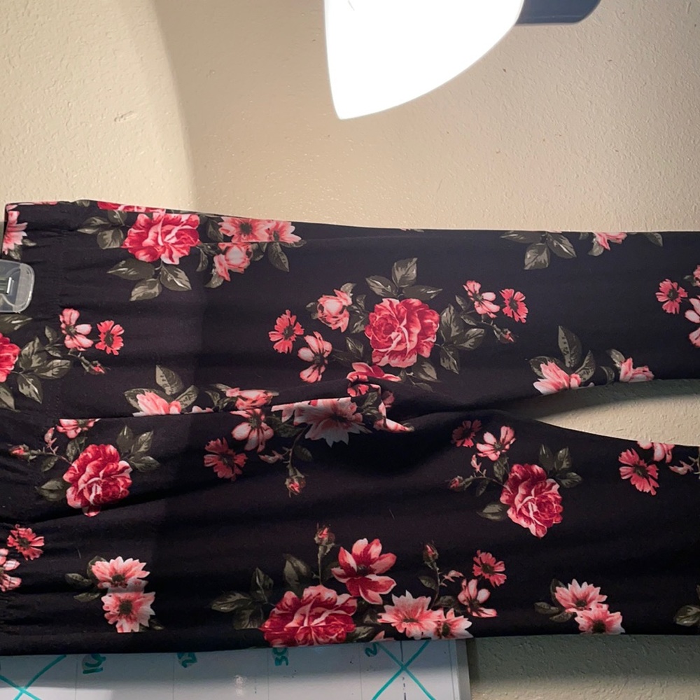 Black with hot pink and light pink flowers